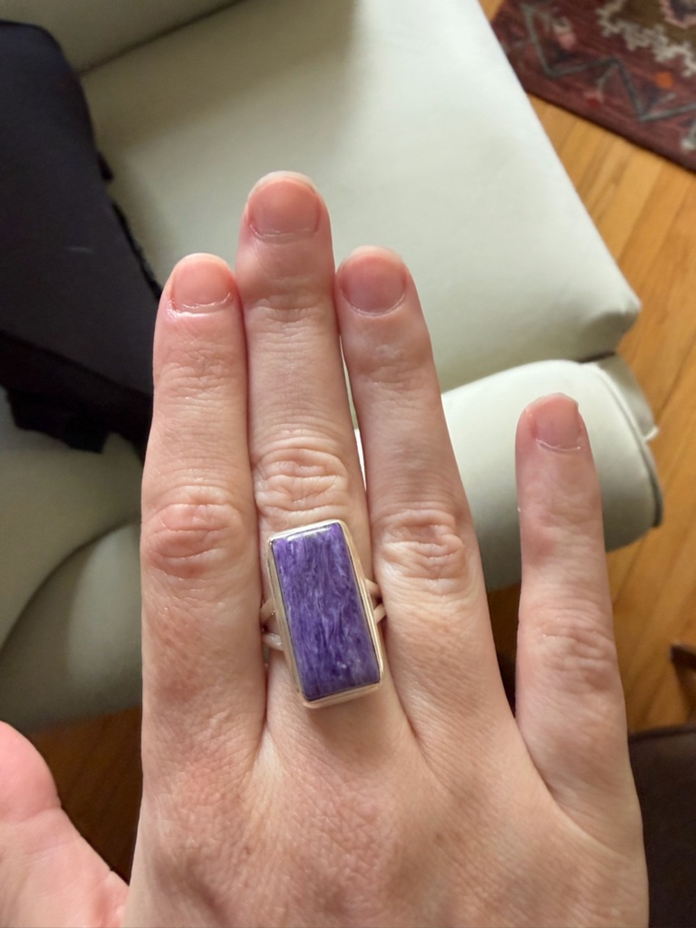 Rectangular Purple Stone Sterling Ring